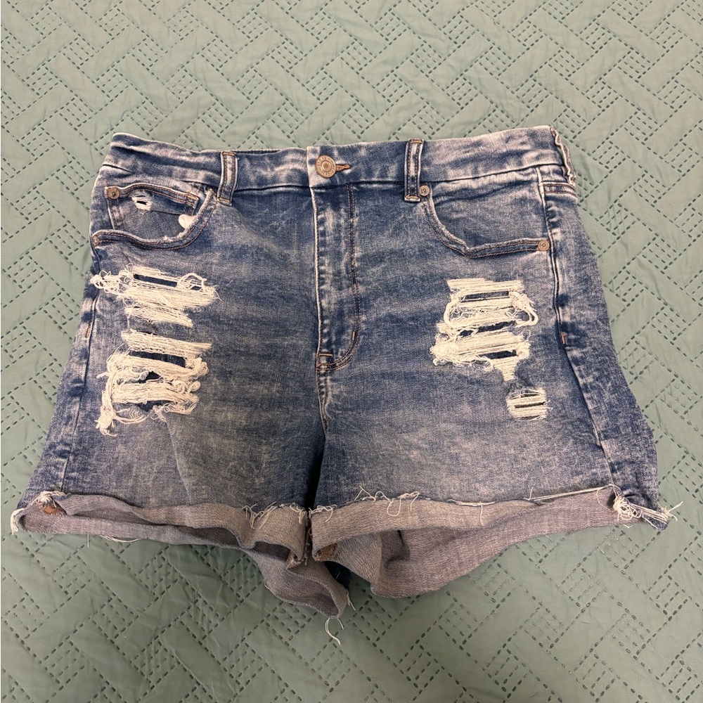 American Eagle Outfitters Distressed Blue Denim Jean Shorts